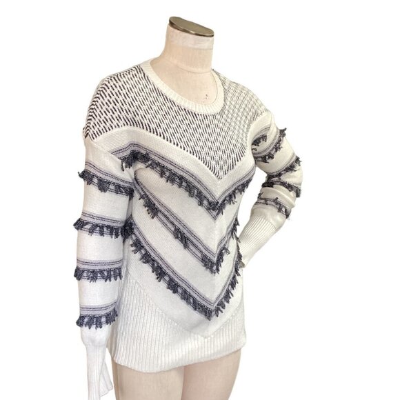Banana Republic Sweater Mixed Pattern Chevron Fringe Sz S #130R - Picture 3 of 10